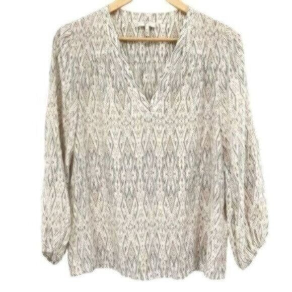 Joie Egro Print Cream Silk Blouse Top